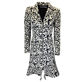 Christian Dior-Christian Dior White / Navy Blue Animal Print Zip-Front Coat-Multiple colors