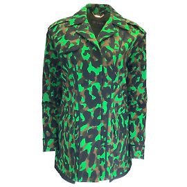 Versace Verde / marrone / Giacca pratica in cotone stampato nero multi mimetico Verde