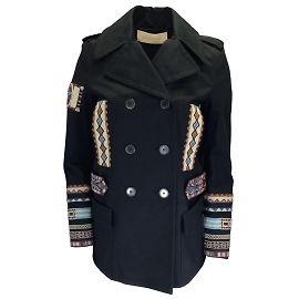 Giacca in cotone petto foderato con perline nere Valentino Nero