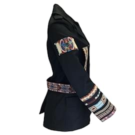 Valentino-Valentino Black Multi Beaded lined Breasted Cotton Jacket-Black