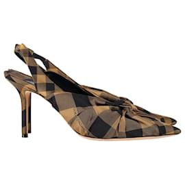 Jimmy Choo-Jimmy Choo Annabell 85 Sling Back Pumps in Brown Satin-Other,Python print