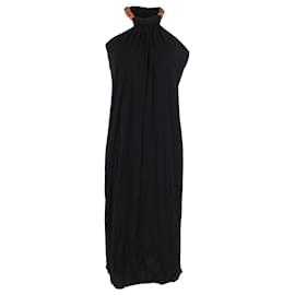 Jil Sander-Jil Sander Beaded Strap Halter Dress in Black Cotton-Black