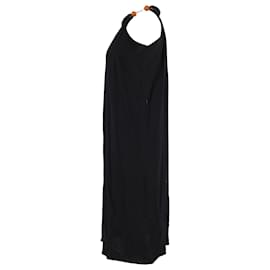 Jil Sander-Jil Sander Beaded Strap Halter Dress in Black Cotton-Black
