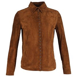 Sovracamicia Tom Ford in pelle scamosciata marrone Marrone