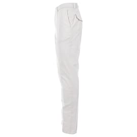 Brunello Cucinelli-Brunello Cucinelli Slim-Fit Trousers in White Cotton-White