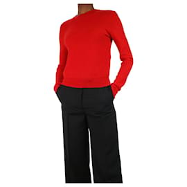 Céline-Pull col rond en laine fine maille rouge - Taille M-Rouge
