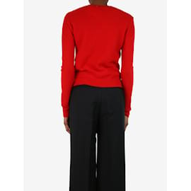 Céline-Jersey rojo de punto fino de lana con cuello redondo - Talla M-Roja