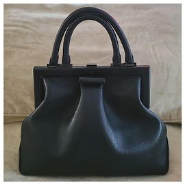 Autre Marque Borsa Perrin of Paris l'Attelage in pelle nera Nero