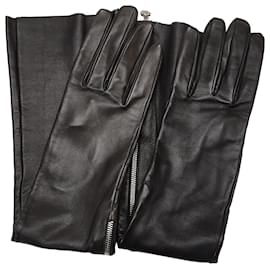 Chanel-Chanel Black Camellia Lambskin Tall Gloves-Black