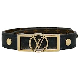 Louis Vuitton-Louis Vuitton Black Reversable Dauphine Wrap Bracelet-Brown,Black