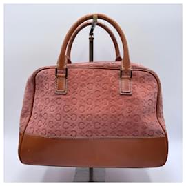 Céline-Celine Suede Leather Boston Travel Bag-Pink