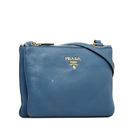 Prada-Prada Leather Crossbody Bag Leather Crossbody Bag in Good condition-Blue