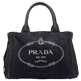 Prada-Prada Canapa Logo Handbag Canvas Handbag in Good condition-Black