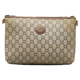 Gucci-Gucci GG Plus Clutch Bag Canvas Clutch Bag in Good condition-Brown