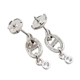 Hermès-18Boucles d'oreilles pendantes Chaine D'Ancre en or k et diamants-Argenté