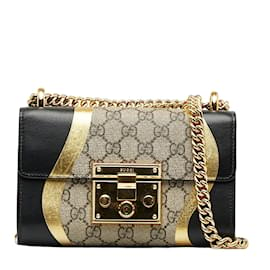 Gucci-Small GG Supreme Padlock Shoulder Bag 432182-Brown