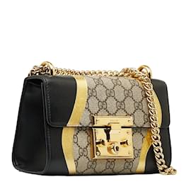 Gucci-Bolso de hombro GG Supreme pequeño con candado 432182-Castaño