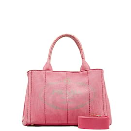 Prada-Prada Canapa Logo Handbag Canvas Handbag in Good condition-Pink