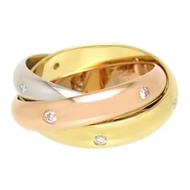 Cartier-Diamond Trinity Ring-Golden