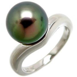 Mikimoto Platin-Ring mit schwarzen Perlen Schwarz