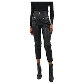 Isabel Marant-Pantalón de piel negro con tachuelas - talla FR 34-Negro