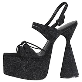 Autre Marque-Black open-toe glitter platform heels - size EU 37-Black