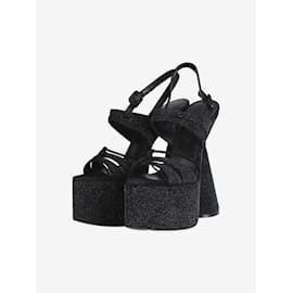 Autre Marque-Black open-toe glitter platform heels - size EU 37-Black