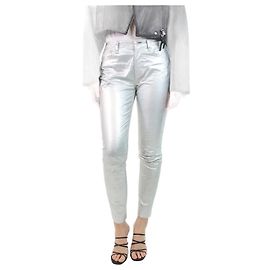 Rag & Bone Silberne Metallic-Lederhose – Größe UK 8 Silber