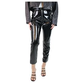 Msgm Pantalon enduit de vinyle noir - taille UK 10 Noir