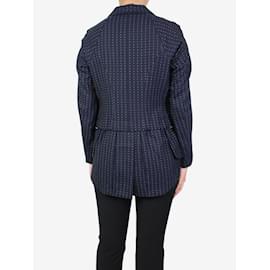 Comme Des Garcons-Navy blue patterned blazer with frayed edges - size S-Blue