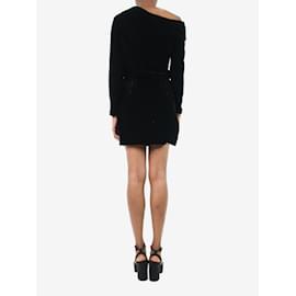 Theory-Black off-shoulder velvet mini dress - size UK 4-Black