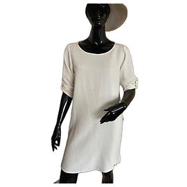 Vestido Bash Eggshell com detalhes dourados Fora de branco