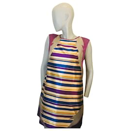 Autre Marque-Frankie Morello striped dress with silk insert-Multiple colors