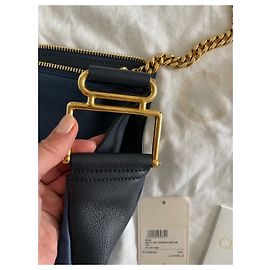 Chloé Vanessa Leather Handbag Navy Blue Navy blue