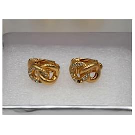 Christian Dior-Christian Dior 1990s chain-link clip-on earrings-Golden