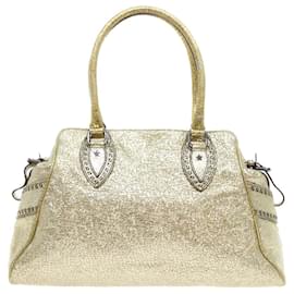 Fendi-FENDI Tote Bag Leather Gold Auth 57038-Golden