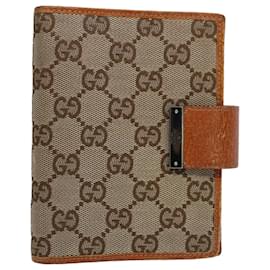 Gucci-GUCCI GG Canvas Day Planner Cover Beige Auth 58161-Beige
