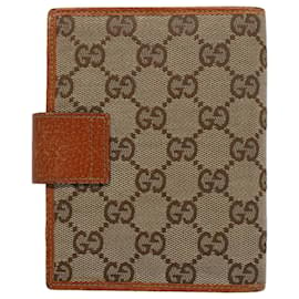 Gucci-GUCCI GG Canvas Day Planner Cover Beige Auth 58161-Beige