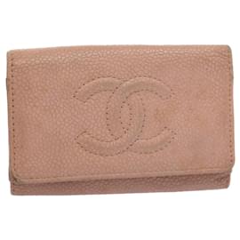 Chanel-CHANEL Schlüsseletui Caviar Skin Pink CC Auth bs9325-Pink