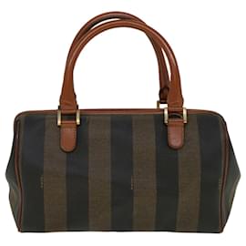 Fendi-FENDI Sac Boston en toile de noix de pécan Marron Noir Auth 57230-Marron,Noir