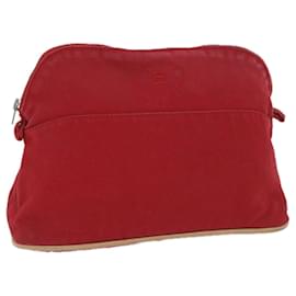 Hermès-HERMES Bolide MM Pouch Canvas Red Auth ac2401-Red