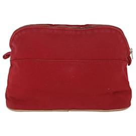 Hermès-HERMES Bolide MM Pouch Canvas Red Auth ac2401-Red