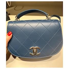 Chanel-Chanel carry around flap bag blue-Navy blue