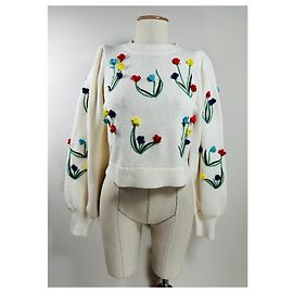 Alice + Olivia Pull 3D en coton et laine Multicolore