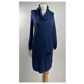 Autre Marque Navy Blue Merino Wool Dress Blue Navy blue