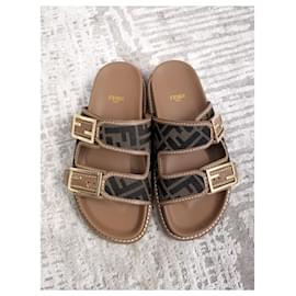 Fendi-Fendi FF slides  slippers EU37-Brown