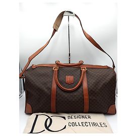 Céline Celine Macadam 50 Bolsa de viaje Boston con correa Castaño