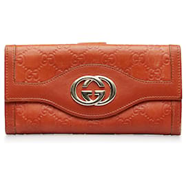 Gucci-Gucci Portefeuille Long Guccissima Rouge-Rouge