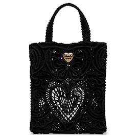 Dolce & Gabbana-Dolce&Gabbana Black Small Beatrice Cordonetto Lace Shopper Tote-Black