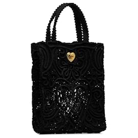Dolce & Gabbana-Dolce&Gabbana Black Small Beatrice Cordonetto Lace Shopper Tote-Black